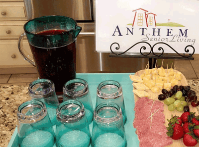 Food and drink setup in dining area