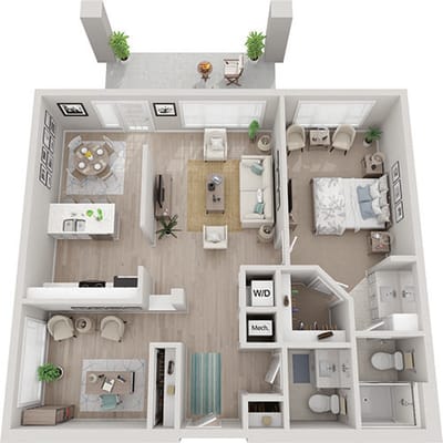 Architectural floor plan of a living unit