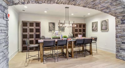 Stylish common area with a dining table
