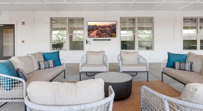 Outdoor seating area with comfortable furniture