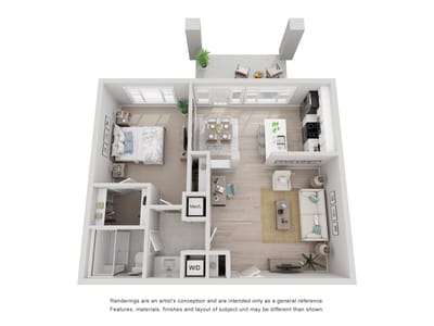 Architectural floor plan of a living unit.