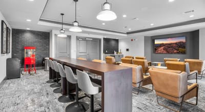 Interior common area with seating and entertainment