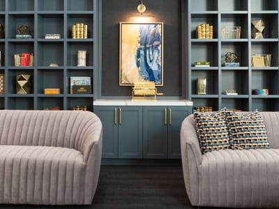 Stylish interior lounge area with couches