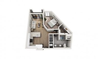 Architectural floor plan of a living unit.