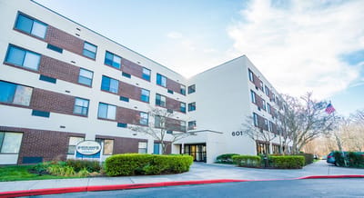 Front view of Center Place Senior Apartments building.