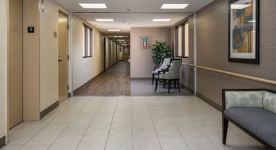 Interior hallway with seating and decor