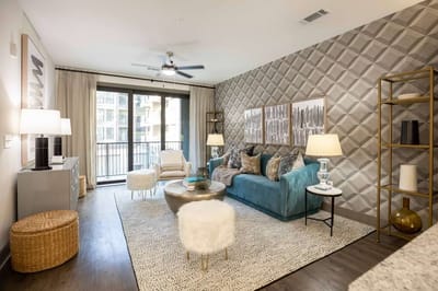 Stylish common area with modern furniture