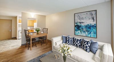 Cozy living area with dining space and decor