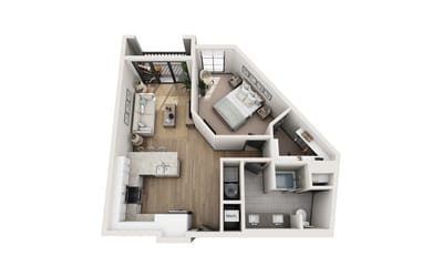 Architectural floor plan of a living unit