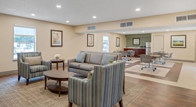 Common area with seating and tables