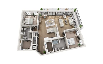 Architectural floor plan of a living space