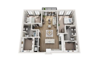 Architectural floor plan layout of living spaces.