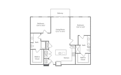 Facility floor plan with room dimensions