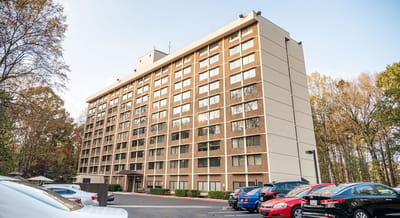 Exterior view of Smyrna Towers Senior Apartments.