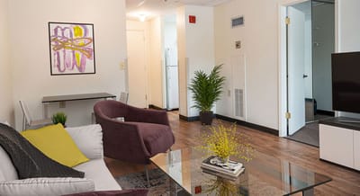 Cozy living area in a senior apartment
