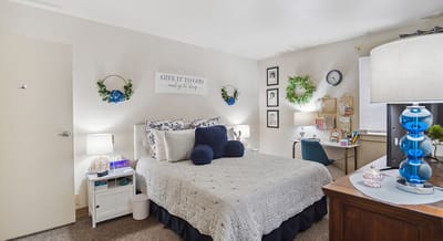 Cozy bedroom setup with personal touches