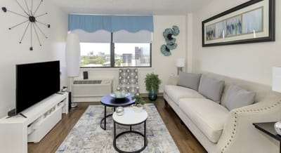 Cozy and modern interior living room setup.