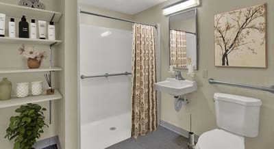 Clean and accessible bathroom with amenities