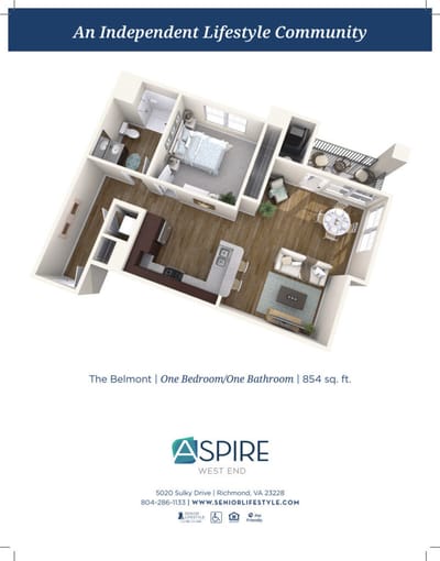 Floor plan of a one-bedroom apartment