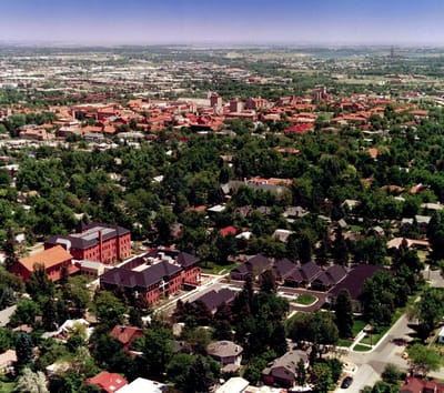 Aerial view of Academy Boulder Communities surrounded by greenery