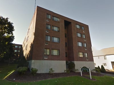 Exterior view of Danbury Tower, a senior living facility