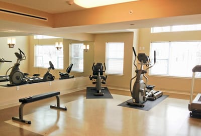 Interior view of a fitness area with exercise equipment