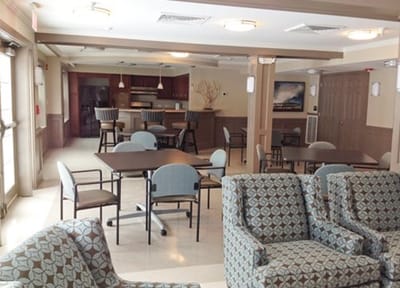 Common area with seating and kitchenette