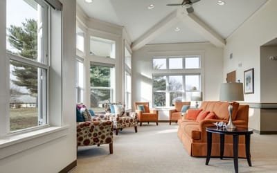 Bright common area with comfortable seating