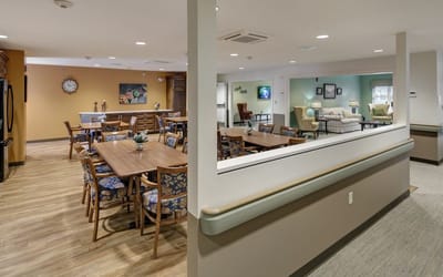 Common area with seating and dining tables