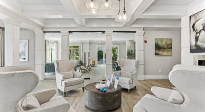 Bright and modern common area with seating