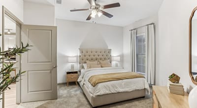 Cozy private resident bedroom with a modern decor