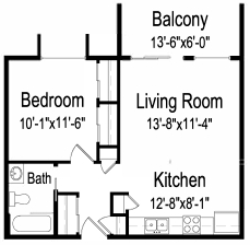 Architectural floor plan of a resident unit