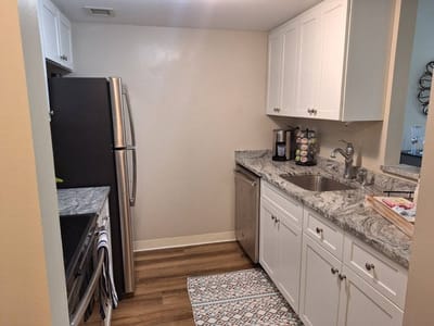 Modern kitchen with stainless steel appliances