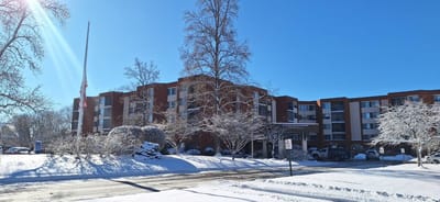 Exterior view of The McAuley building in winter