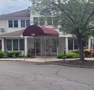 Exterior view of assisted living facility entrance