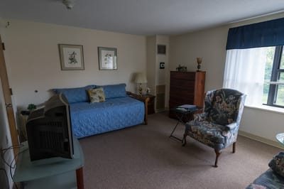 Cozy resident room in a senior living facility