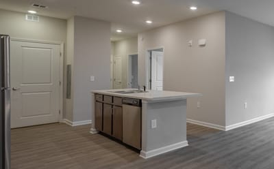 Modern kitchen view in a private resident room