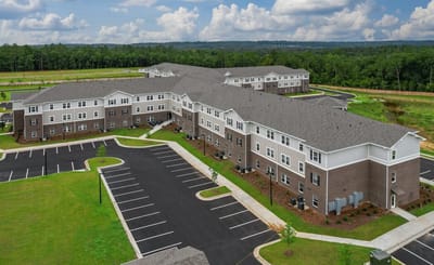 Aerial view of The Vinings of Augusta facility and parking area