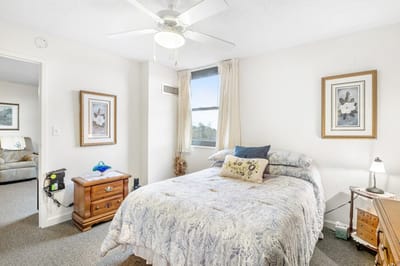 Cozy bedroom in a senior living apartment