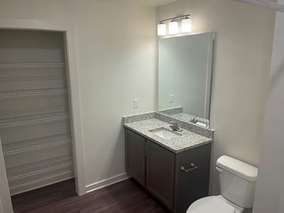 Interior view of a clean and modern bathroom