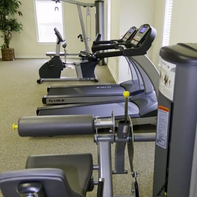 Interior view of a fitness area with exercise equipment