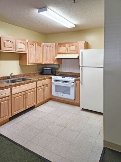 Interior view of a kitchen area in a facility
