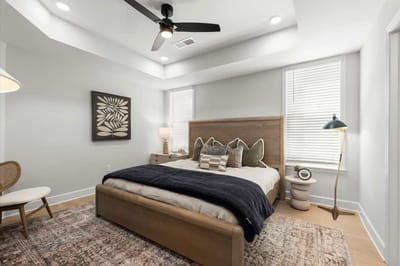 A well-furnished resident bedroom in a senior living facility