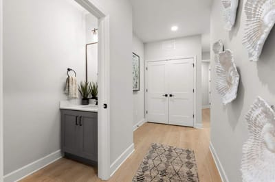 Bright hallway in a modern senior living facility