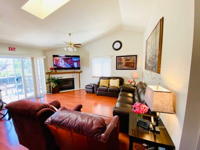 Comfortable common area with seating and natural light
