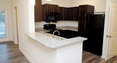 Modern kitchen interior in a senior living facility