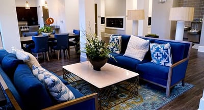 Bright and modern common area with seating