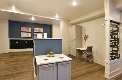 Bright interior of a facility lobby with modern decor