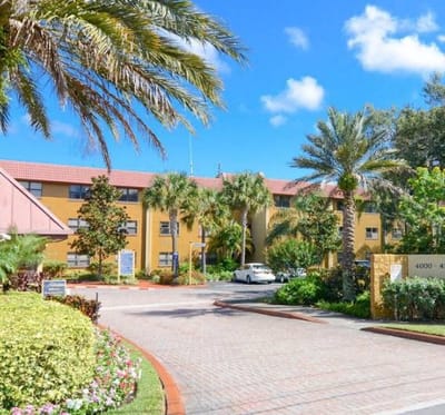 Exterior view of Concordia Village of Tampa with palm trees