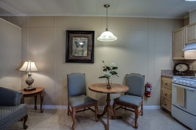 Cozy dining space with table and chairs